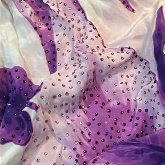 Victoria Luxury Silk Purple & Pink Floral Dress See measurements - Picture 3 of 6